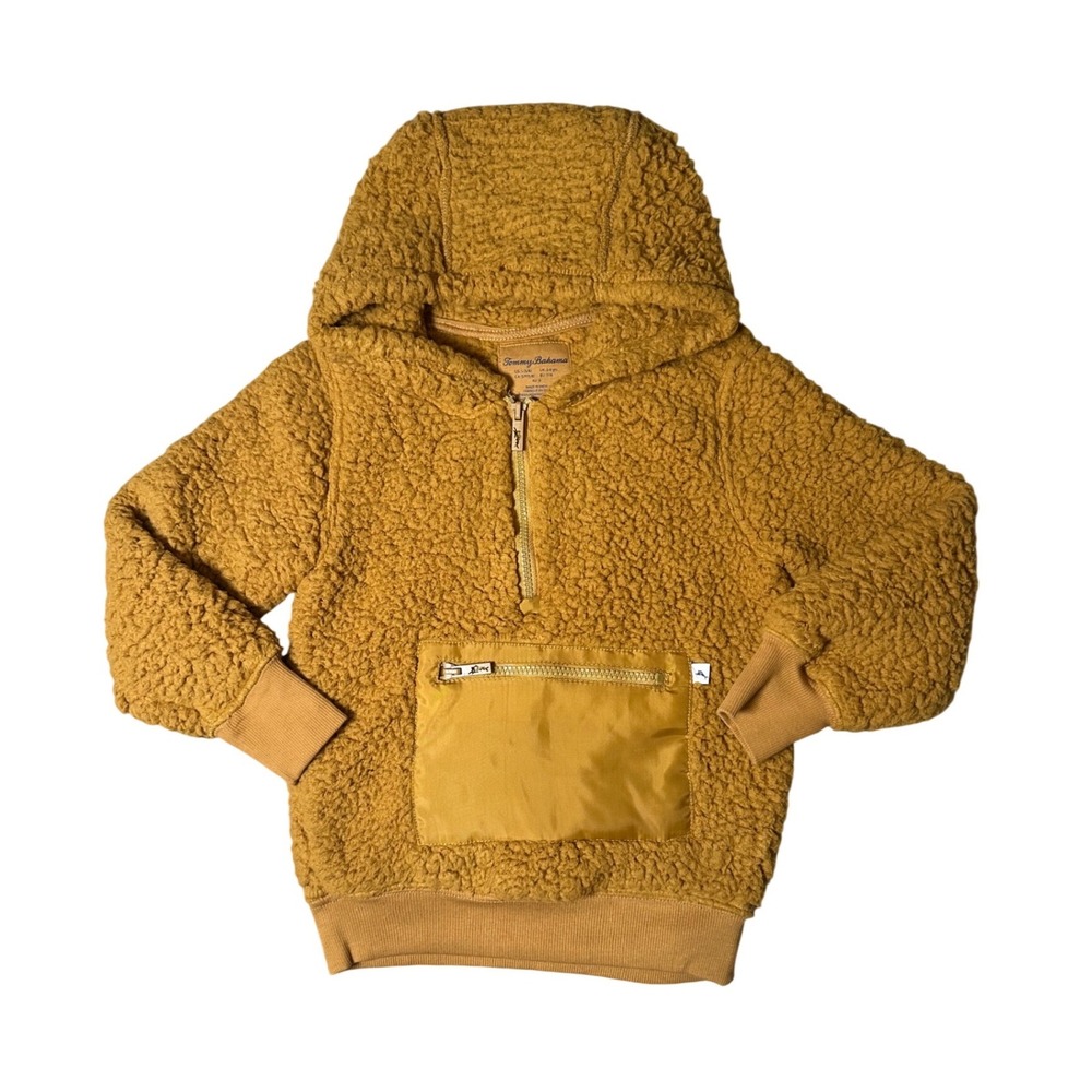 Tommy Bahama Sherpa Fleece Hoodie Mustard Yellow Kids NWT Size S 5T